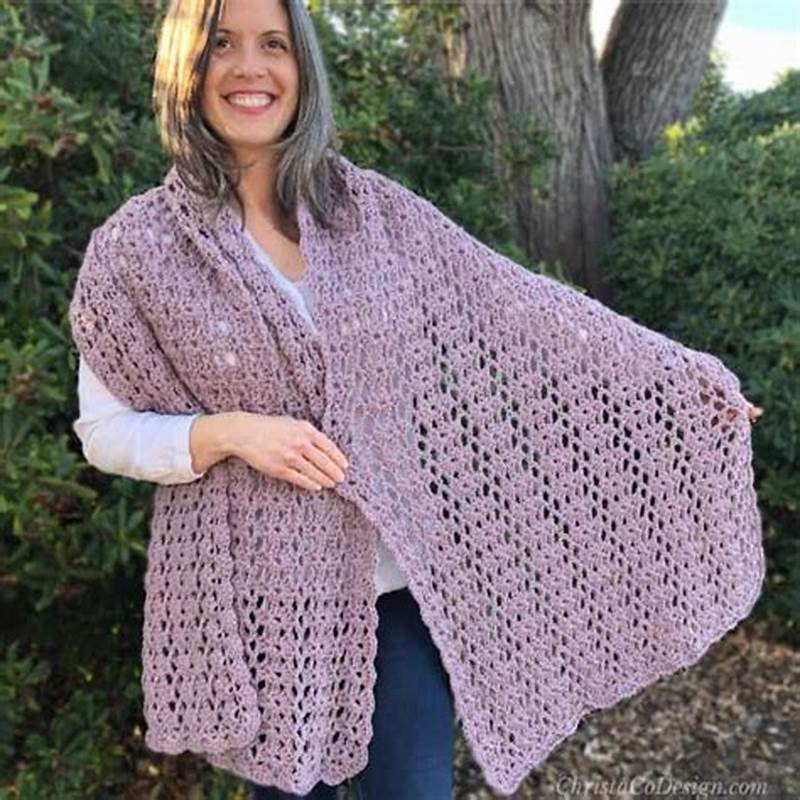 Easy Rectangular Crochet Shawl Pattern With Pockets