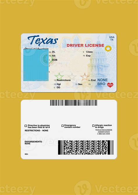 Editable Blank Texas Drivers License Template