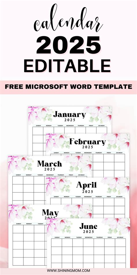 Editable Calendar Templates
