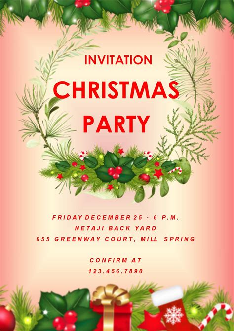 Editable Free Holiday Party Invitation Templates Word