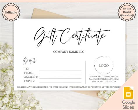Editable Gift Card Template