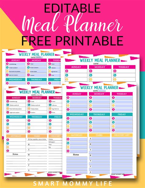 Editable Menu Planner Template