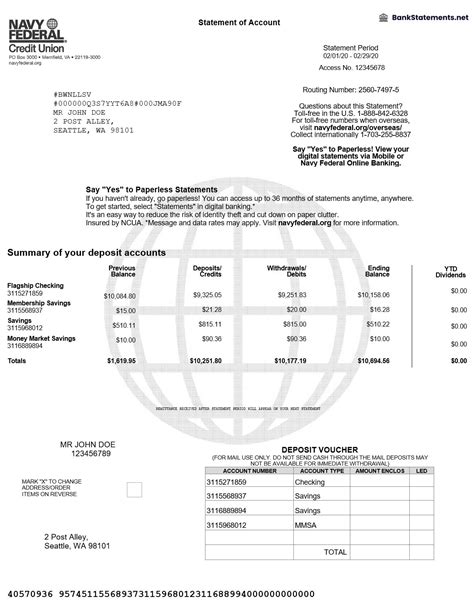 Editable Template Fake Navy Federal Bank Statement