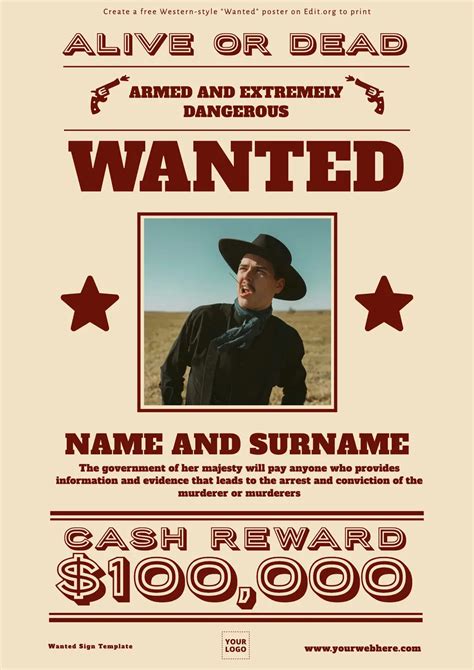 Editable Wanted Poster Template