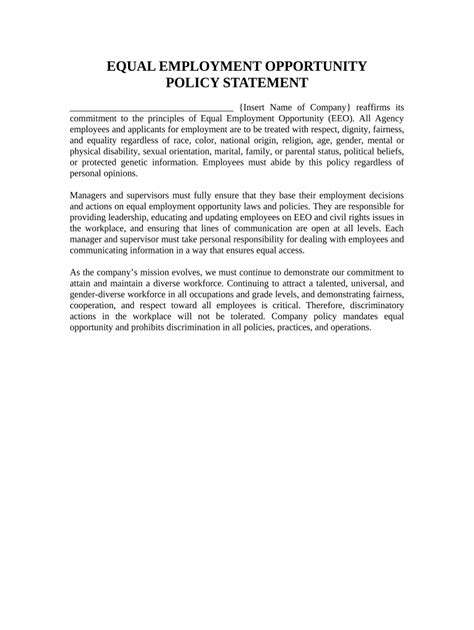 Eeo Policy Template