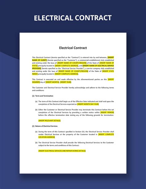 Electrical Contractor Contract Template