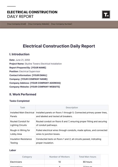 Electrical Report Template Word