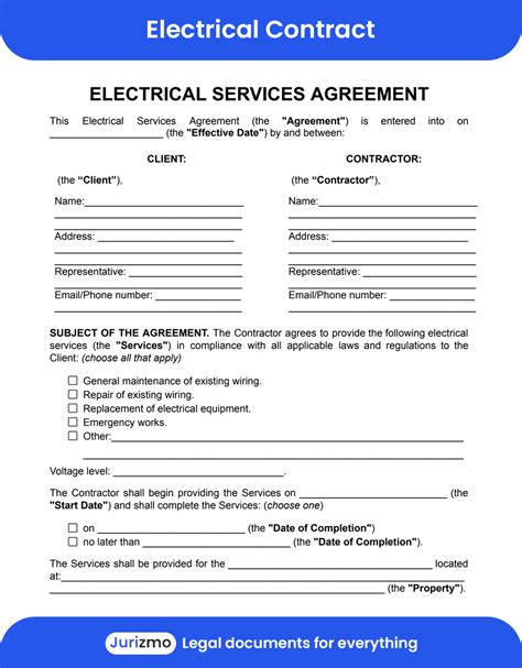 Electrical Service Agreement Template