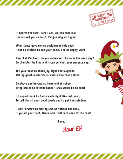 Elf On The Shelf Return Letter Template