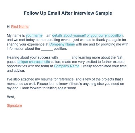 Email Template Follow Up Job Interview
