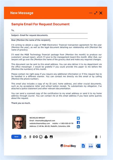 Email Template For Request