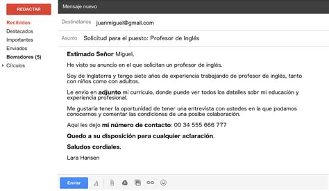 Email Template In Spanish