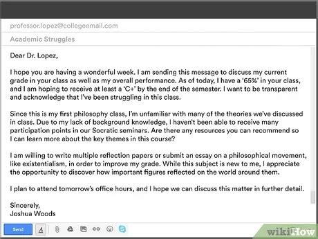 Email Template To Professor