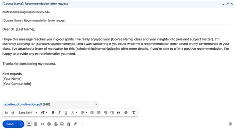 Email To Professor Template