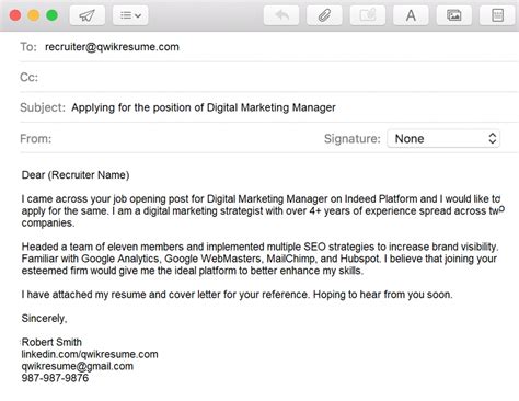 Emailing Resume Template