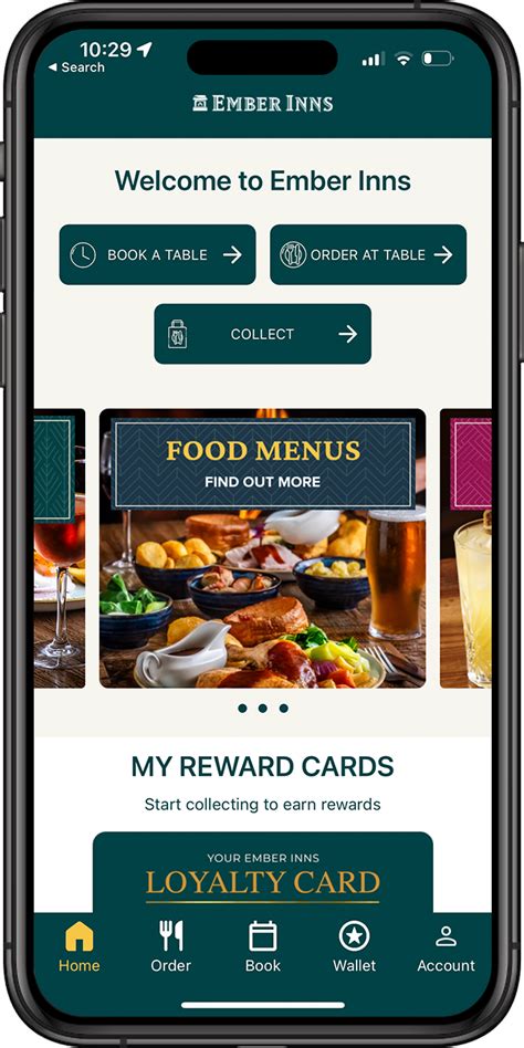 Ember Inns App Table Booking