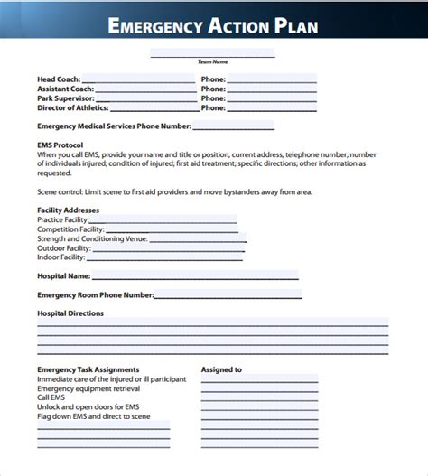 Emergency Action Plan Template Word