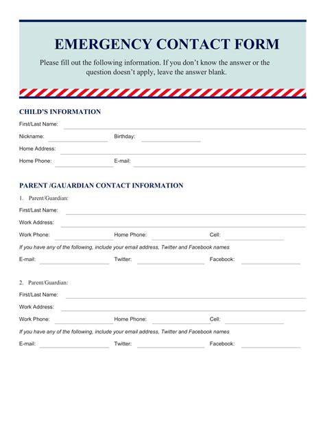 Emergency Contact Template Word