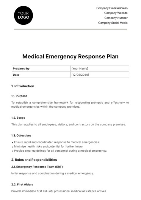 Emergency Response Plan Template