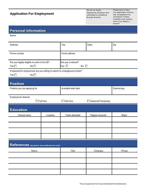 Employee Applications Printable