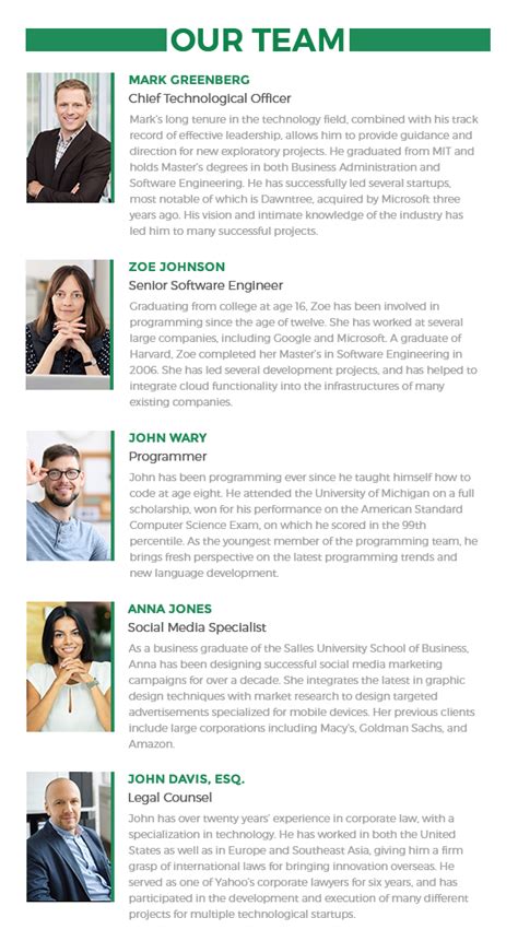 Employee Biography Template