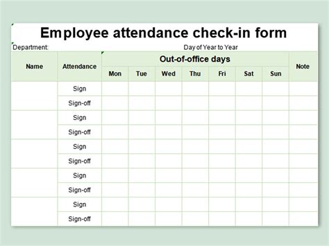Employee Check In Template