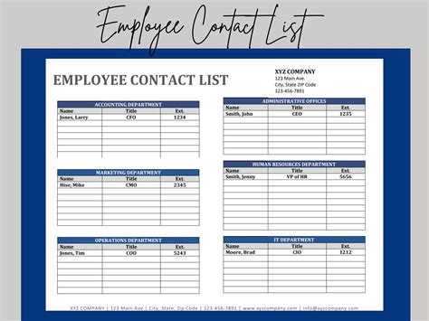 Employee Contact List Template Word