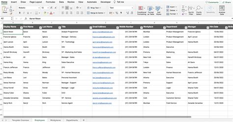Employee Listing Template
