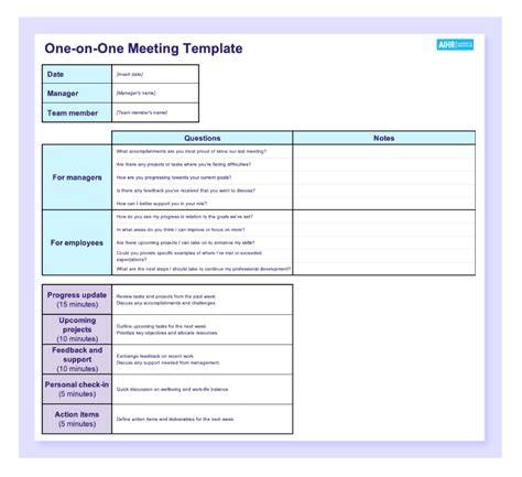 Employee One-on-one Meeting Template Doc