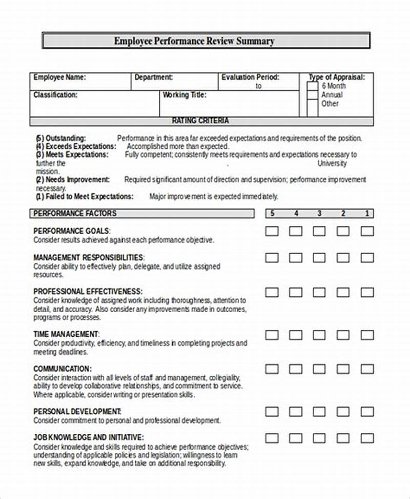 Employee Performance Review Form Examples