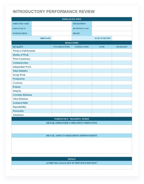 Employee Performance Review Template Word