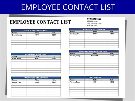Employee Phone List Template