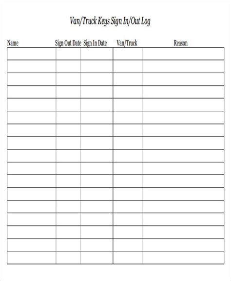 Employee Sign Out Log Template