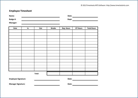Employee Timesheets Template
