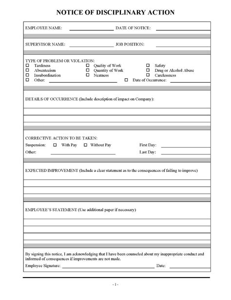 Employee Write Up Sheet Template