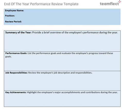 Employee Year End Review Template