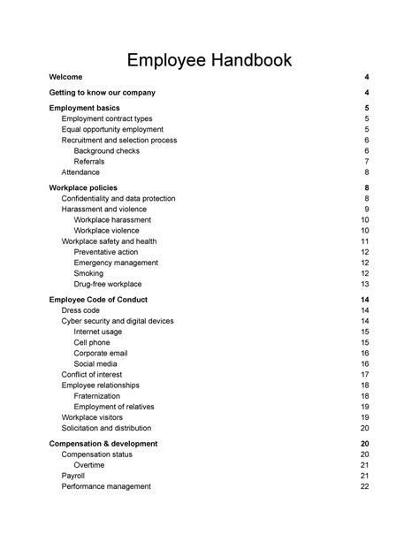 Employment Handbook Template