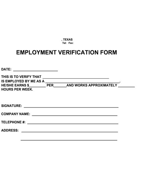 Employment Verification Form Template