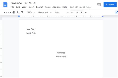 Envelope Template For Google Docs