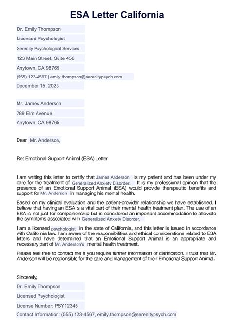 Esa Letter Template California