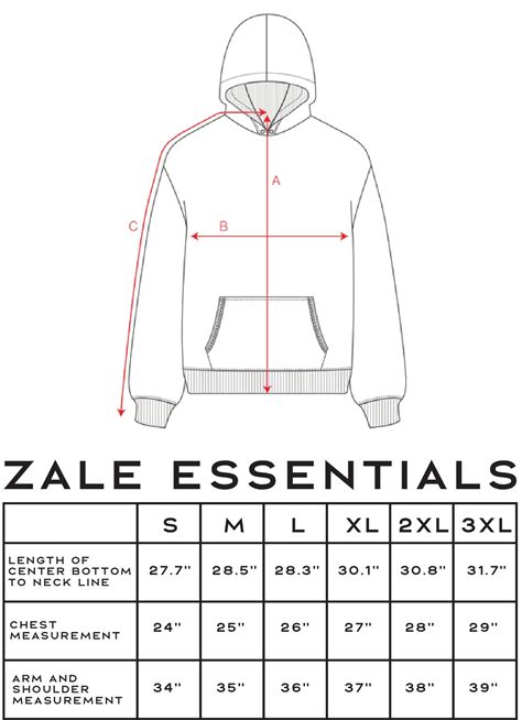 Essentials Size Chart Hoodie