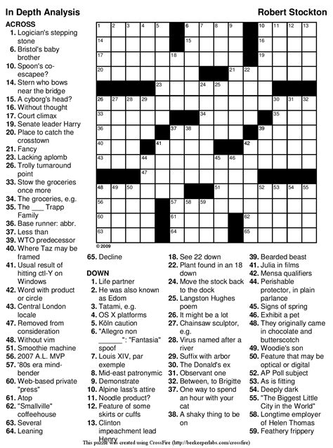Eugene Sheffer Crossword Puzzle Printable