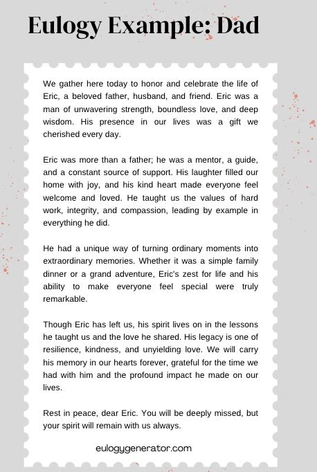 Eulogy Template For Dad
