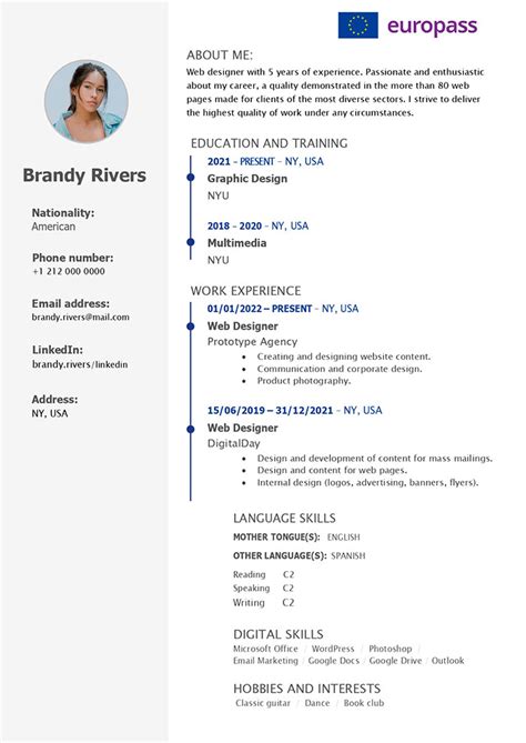 Euro Pass Cv Template Download