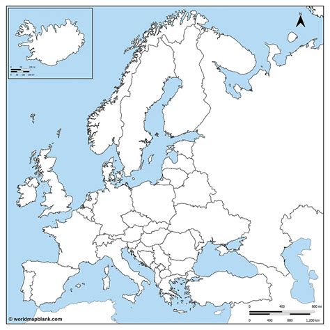 Europe Map Blank Printable