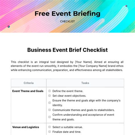 Event Briefing Template