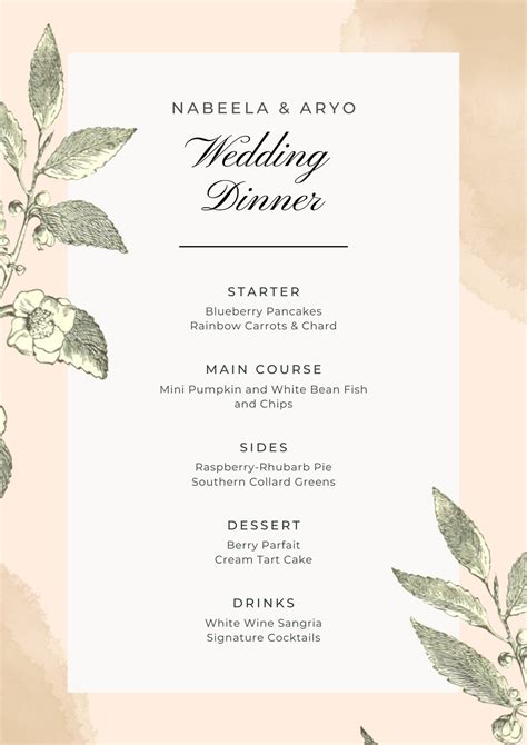 Event Menu Template