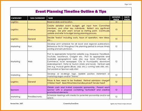 Event Planning Timeline Template