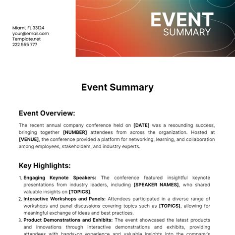 Event Summary Template