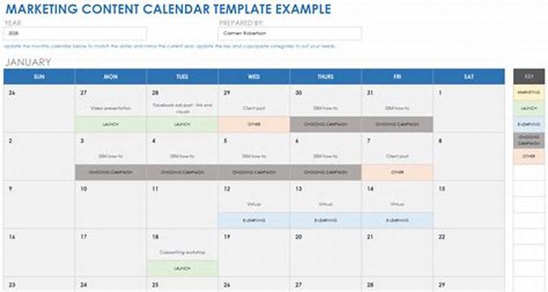 Example Content Calendar